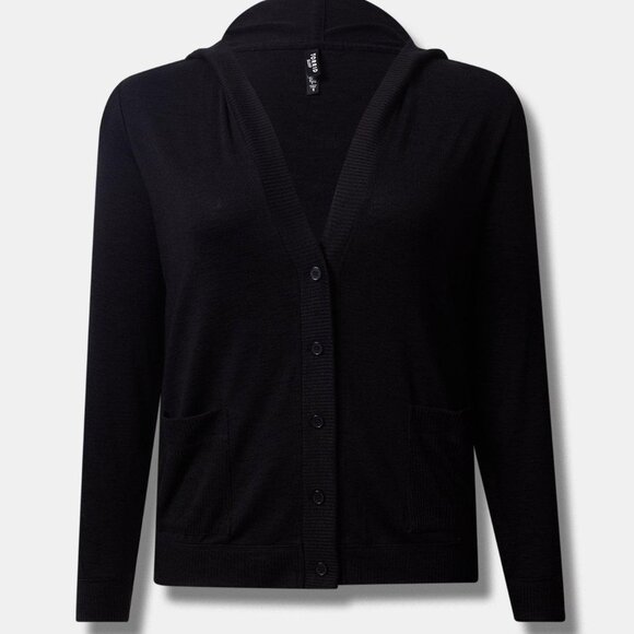Torrid Light Weight Hacci Hooded Lounge black Cardigan - Picture 1 of 10